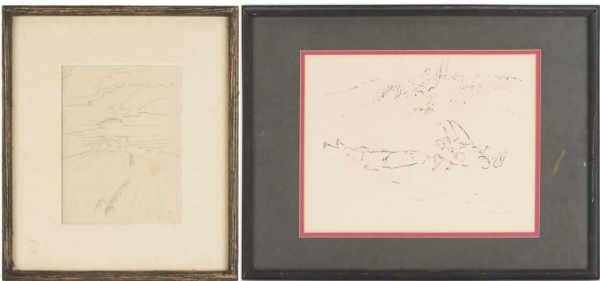 Lot 126: 2 Drawings: Charles Burchfield plus A. Pounders “Cape Cod”