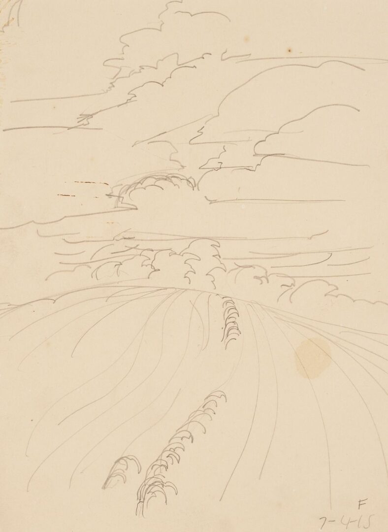 Lot 126: 2 Drawings: Charles Burchfield plus A. Pounders “Cape Cod”