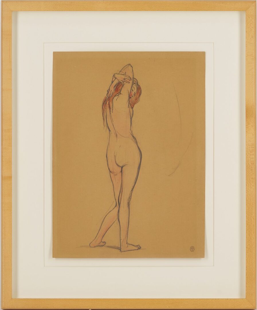 Lot 128: Rockwell Kent Drawing & W/C, Standing Nude