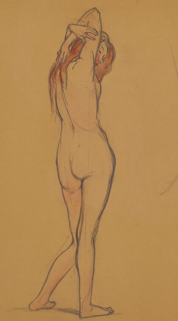 Lot 128: Rockwell Kent Drawing & W/C, Standing Nude