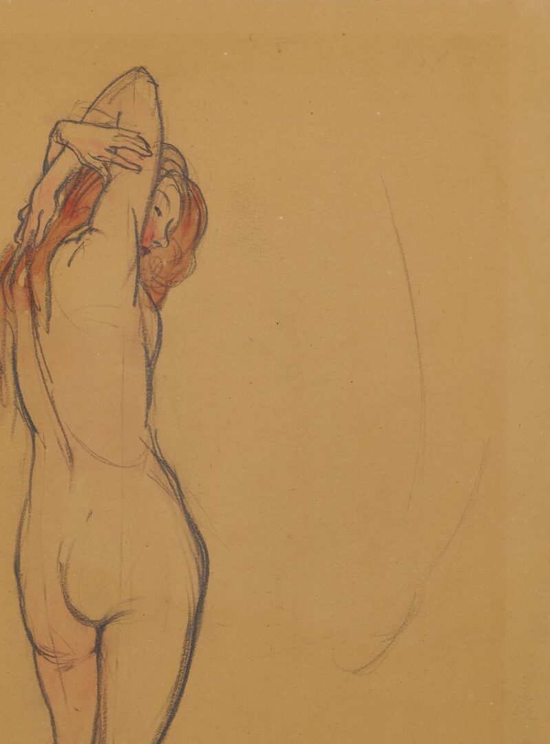 Lot 128: Rockwell Kent Drawing & W/C, Standing Nude