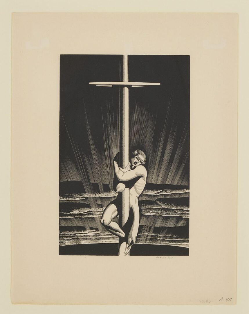 Lot 129: Rockwell Kent Wood Engraving, Sea and Sky