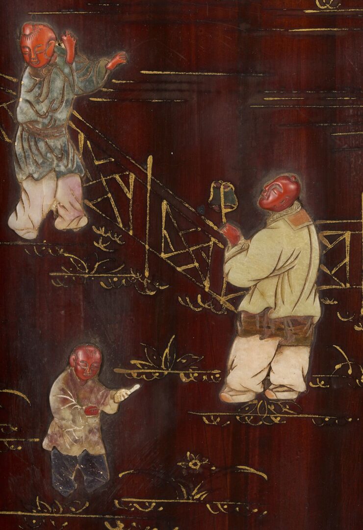 Lot 12: Chinese Four Panel Inlaid Wood Table Screen