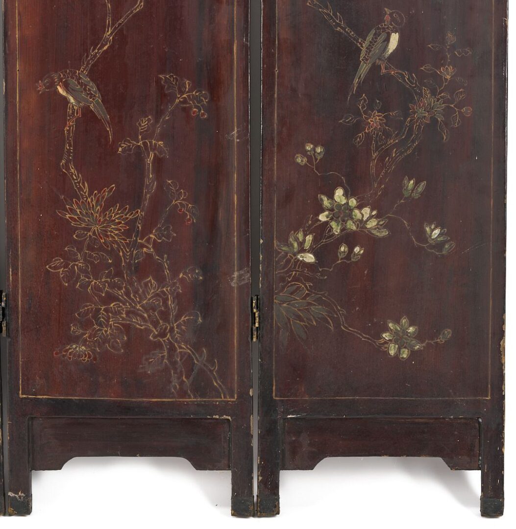 Lot 12: Chinese Four Panel Inlaid Wood Table Screen