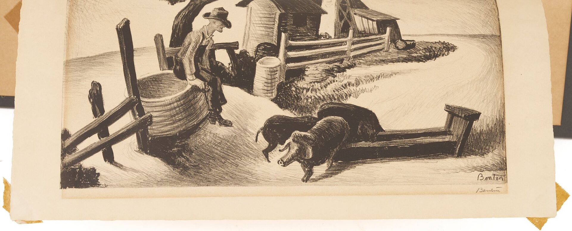 Lot 132: Thomas Hart Benton Signed Lithograph, In The Ozarks