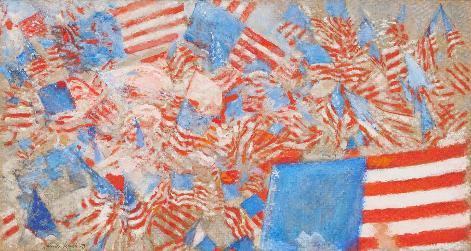 Lot 133: Luise Kaish O/C Expressionist Painting, “Flags”