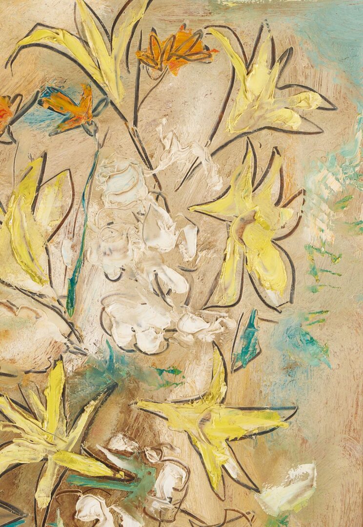 Lot 134: Early Sterling Strauser O/B  Floral Still Life, Yellow Lilies