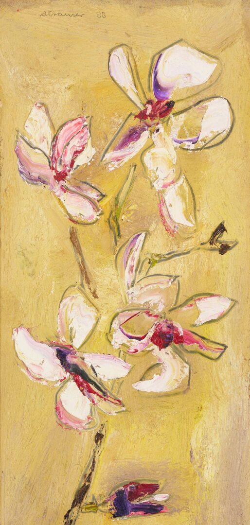 Lot 136: Sterling Strauser Oil Painting, Dogwood Branch