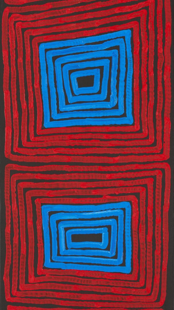 Lot 137: 3 Ronnie Tjampitjinpa Abstract O/C Paintings, Tingari Cycle Triptych