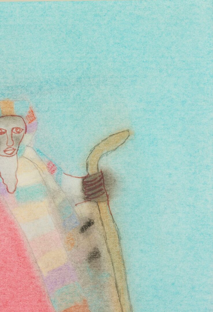 Lot 139: Bessie Harvey Outsider Art Mixed Media Drawing, Moses