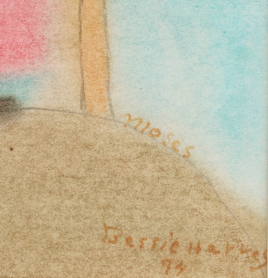 Lot 139: Bessie Harvey Outsider Art Mixed Media Drawing, Moses