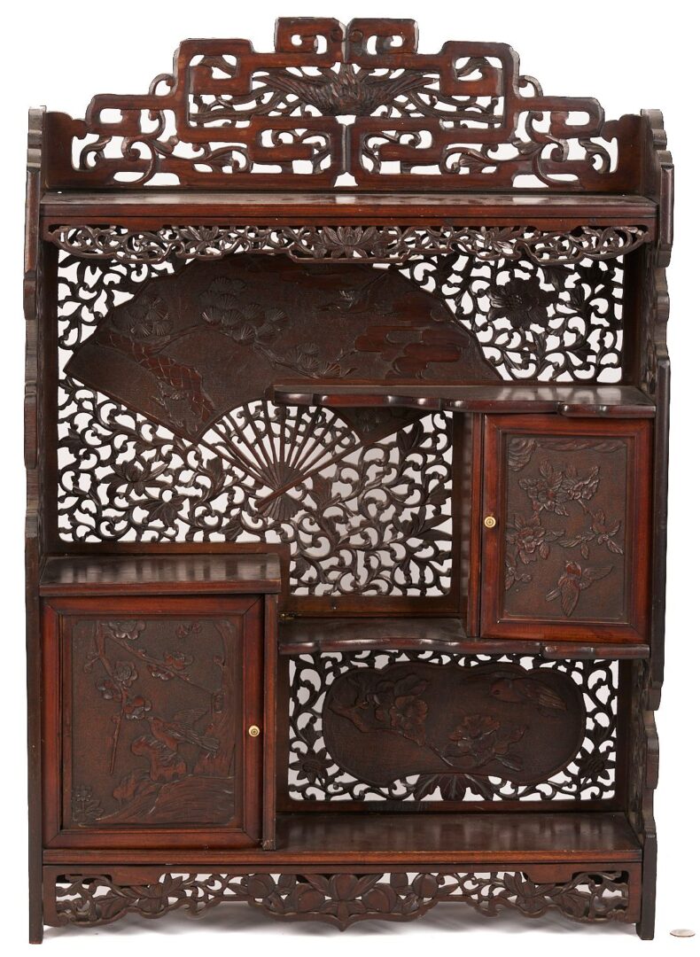 Lot 13: Asian Carved Hardwood Display Cabinet