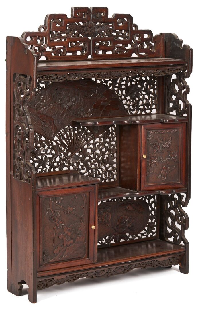 Lot 13: Asian Carved Hardwood Display Cabinet
