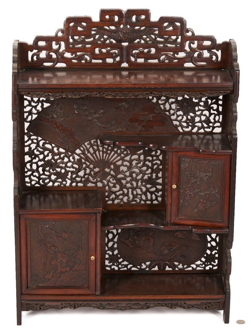 Lot 13: Asian Carved Hardwood Display Cabinet