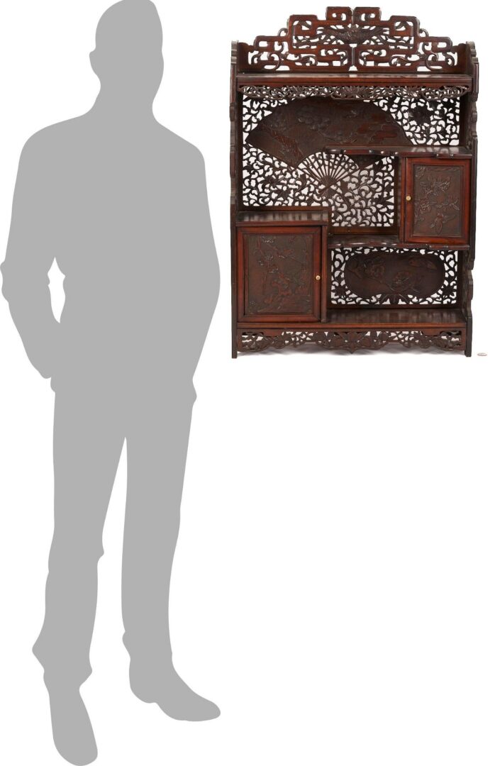 Lot 13: Asian Carved Hardwood Display Cabinet