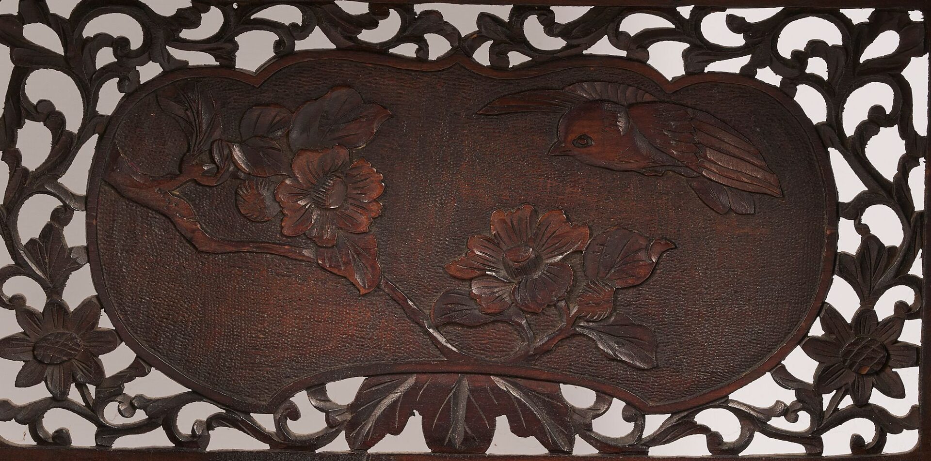 Lot 13: Asian Carved Hardwood Display Cabinet