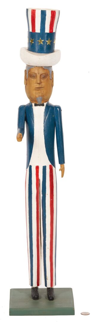 Lot 142: Edgar Tolson Uncle Sam Painted Sculpture