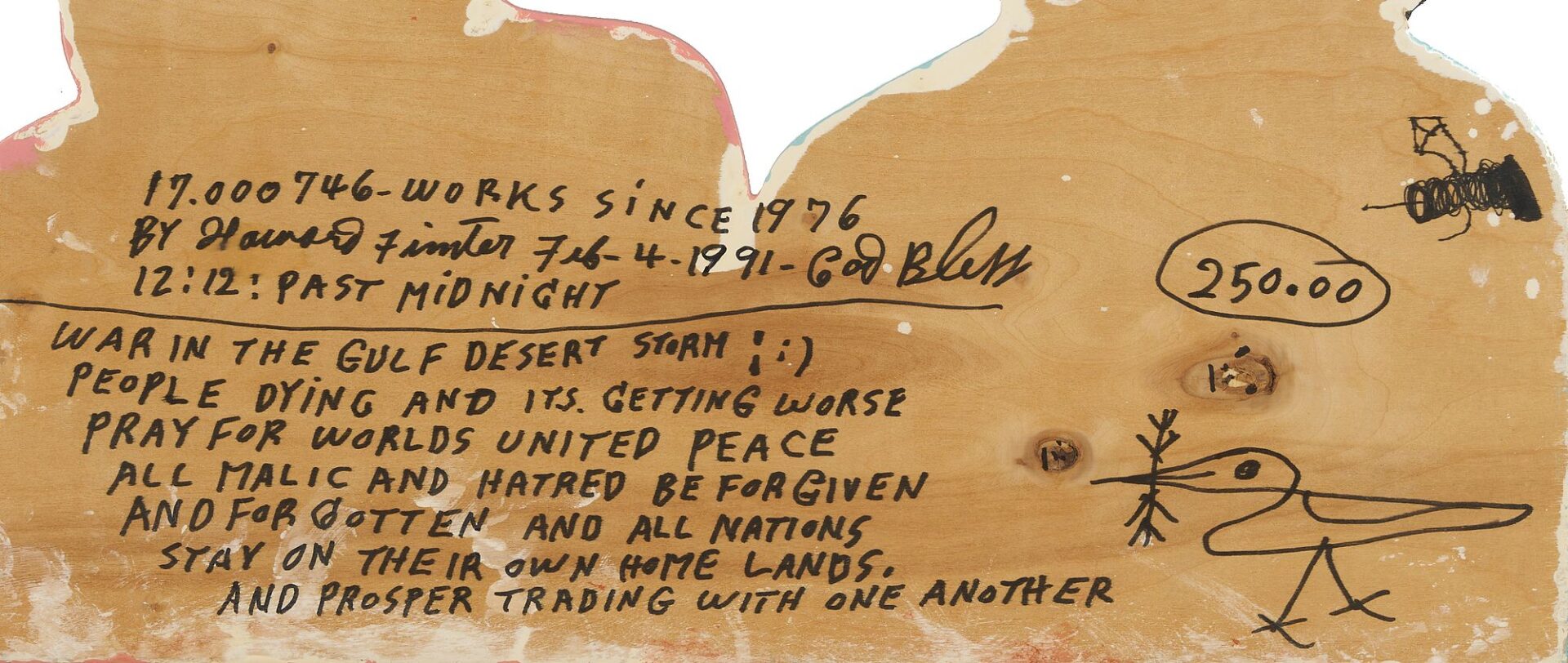 Lot 148: Howard Finster Folk Art Wood Cutout, George & Martha Washington