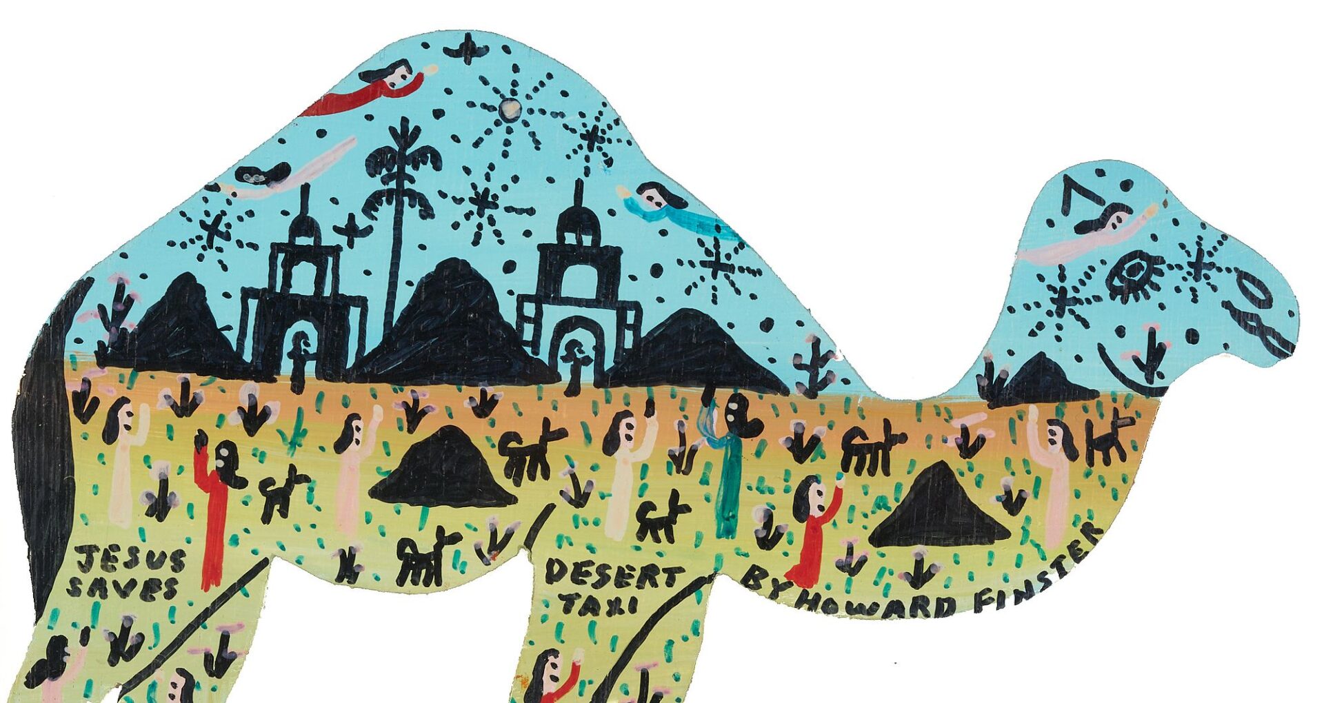 Lot 149: Howard Finster Folk Art Wood Cutout, Camel