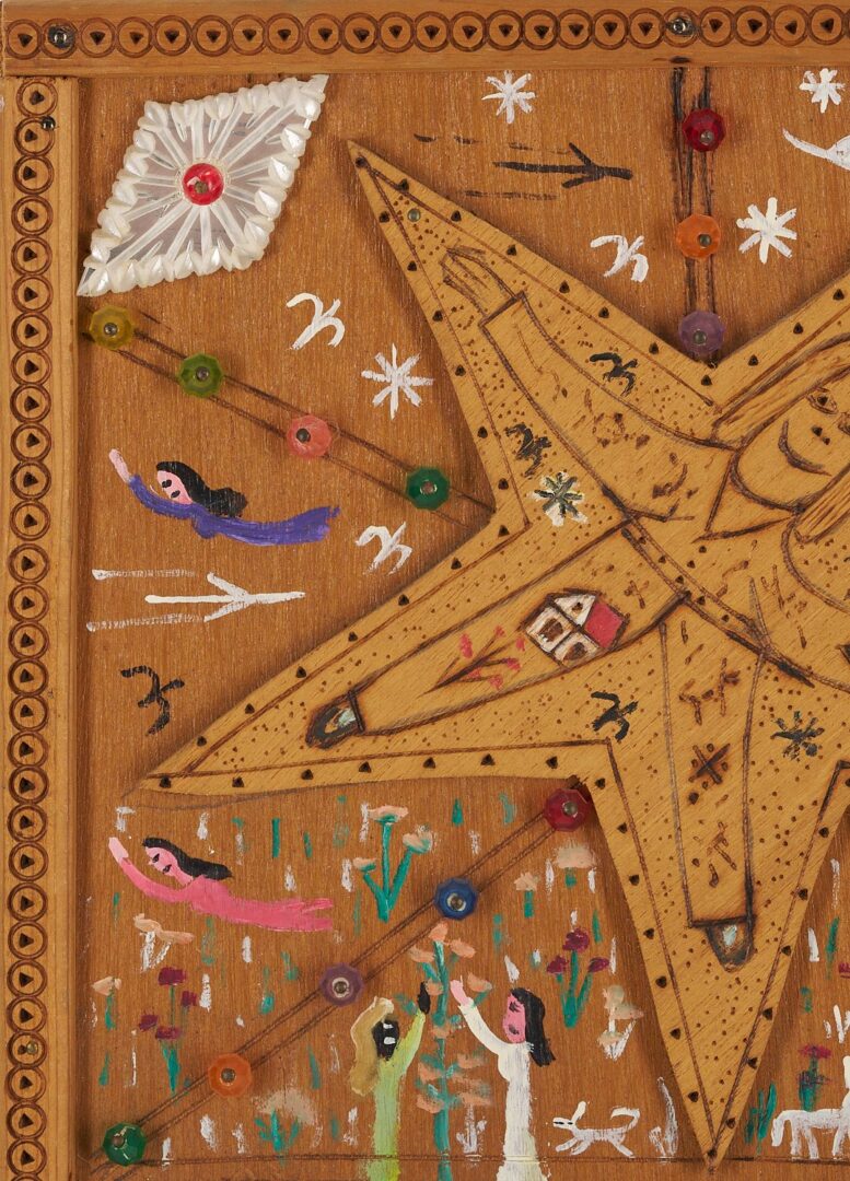 Lot 150: Howard Finster Mixed Media Folk Art Panel
