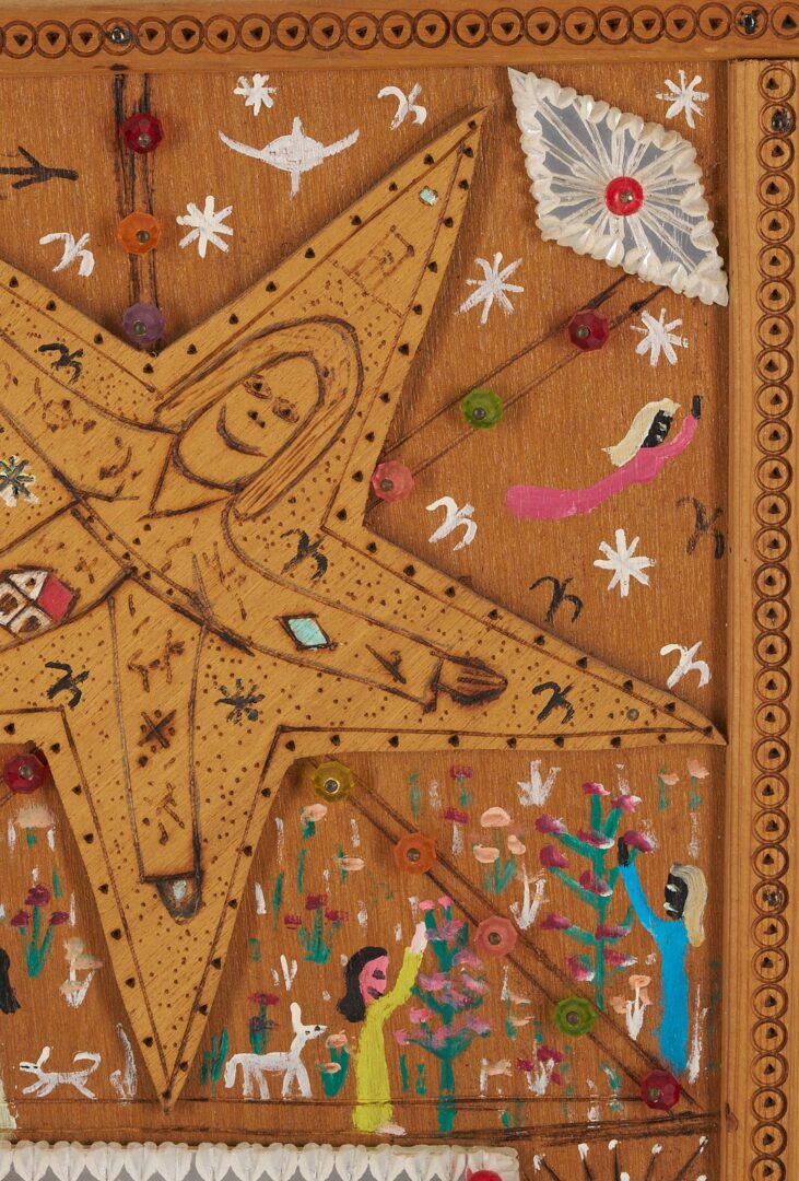 Lot 150: Howard Finster Mixed Media Folk Art Panel