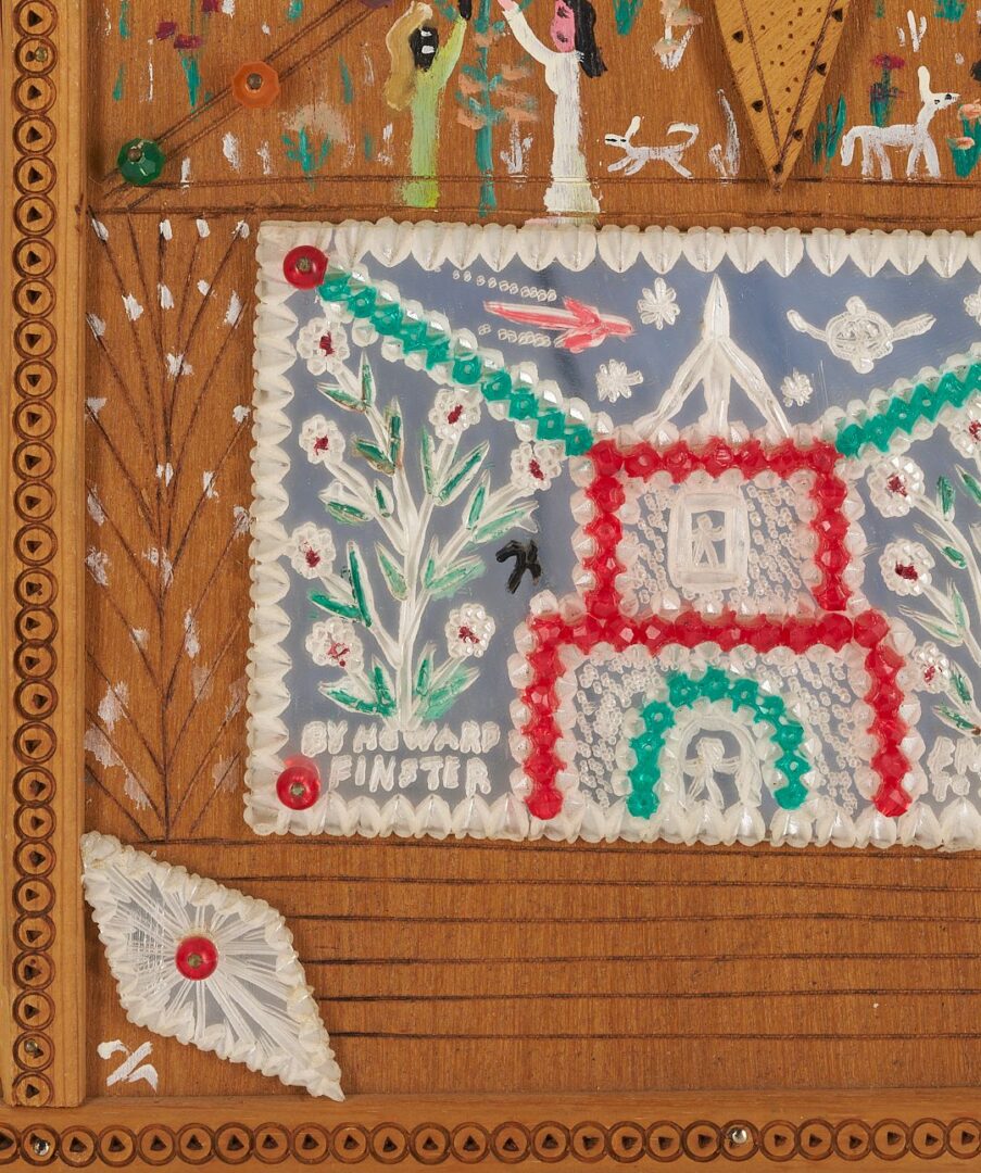Lot 150: Howard Finster Mixed Media Folk Art Panel