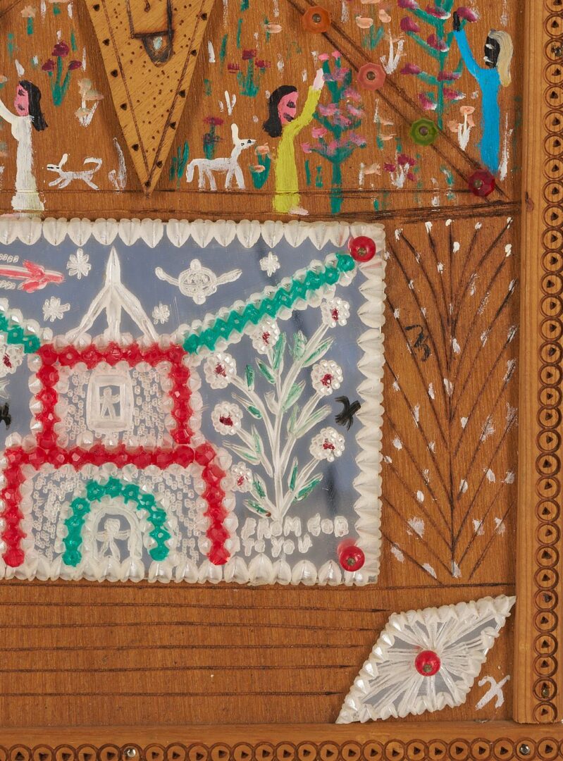 Lot 150: Howard Finster Mixed Media Folk Art Panel