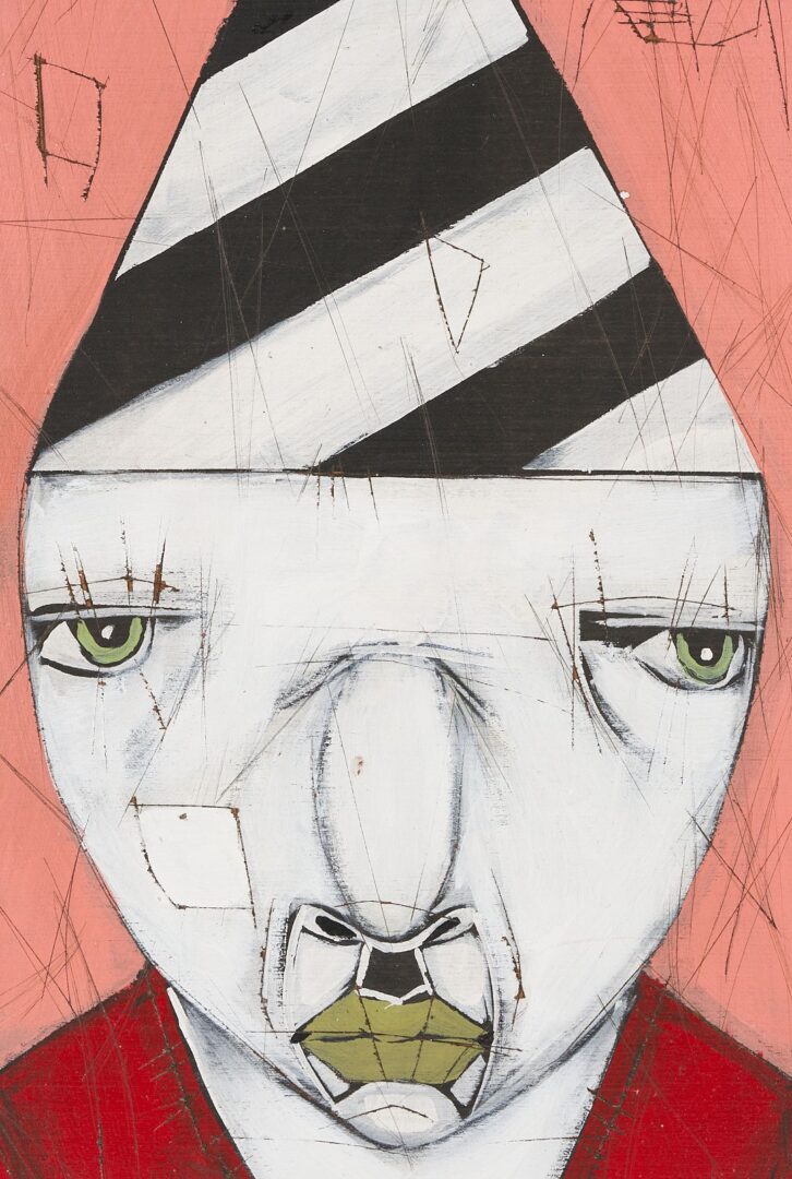 Lot 151: Michael Banks O/B Portrait of figure in Striped Hat