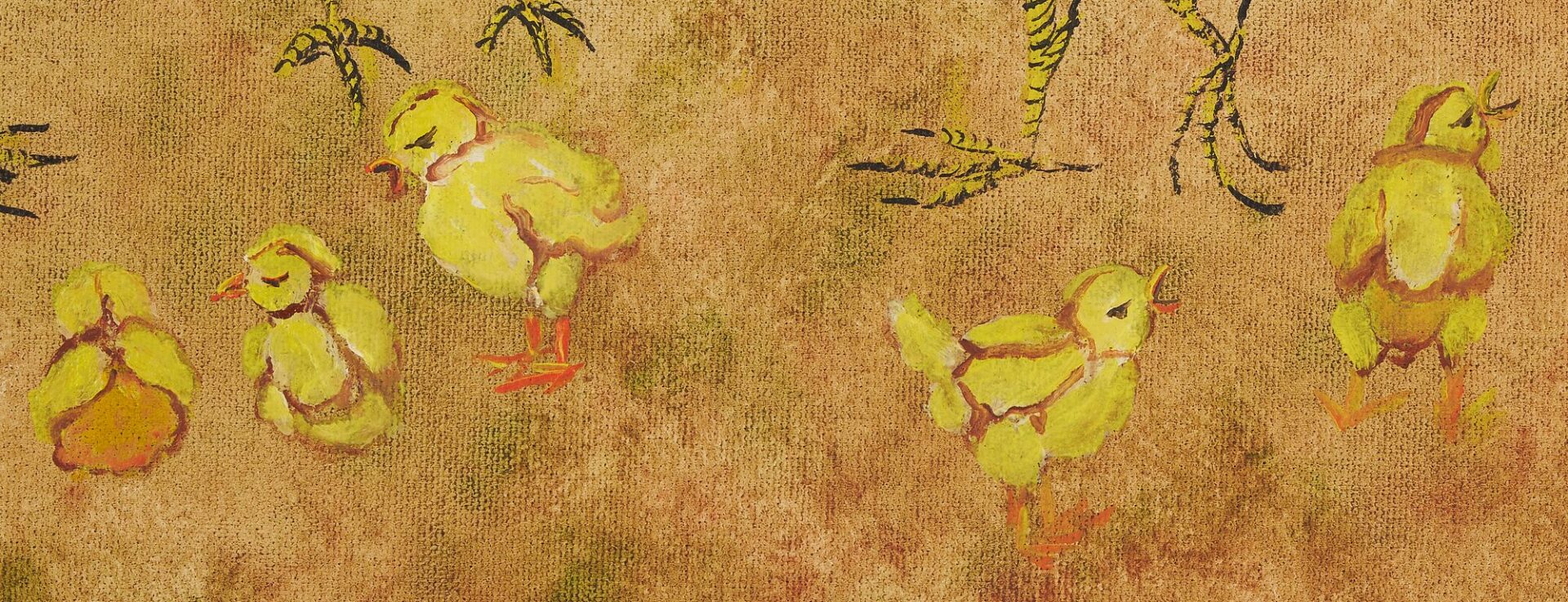 Lot 154: Peti Clements O/C Folk Art Painting, Chickens & Chicks