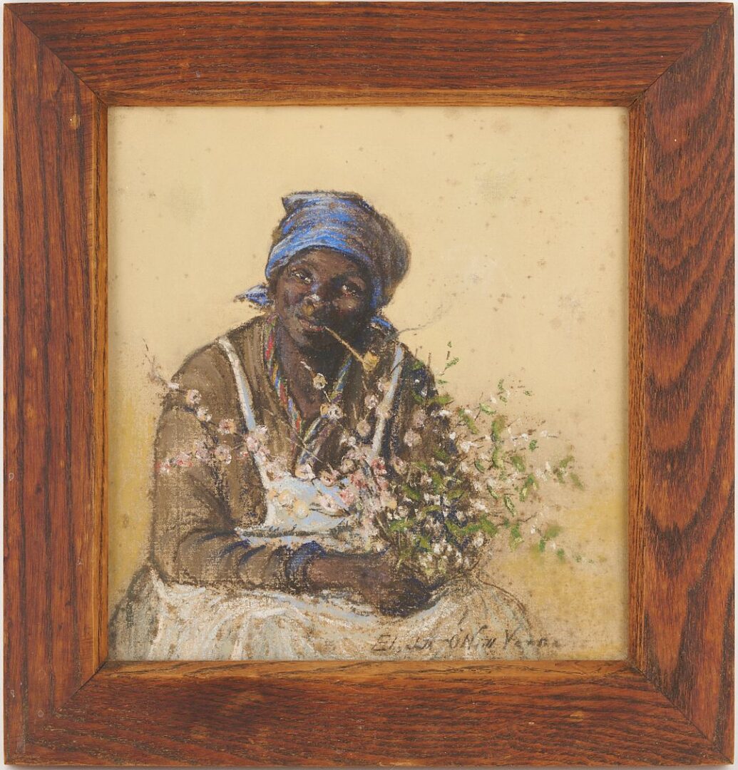 Lot 157: Elizabeth O’Neill Verner Pastel Portrait, Charleston SC Flower Seller