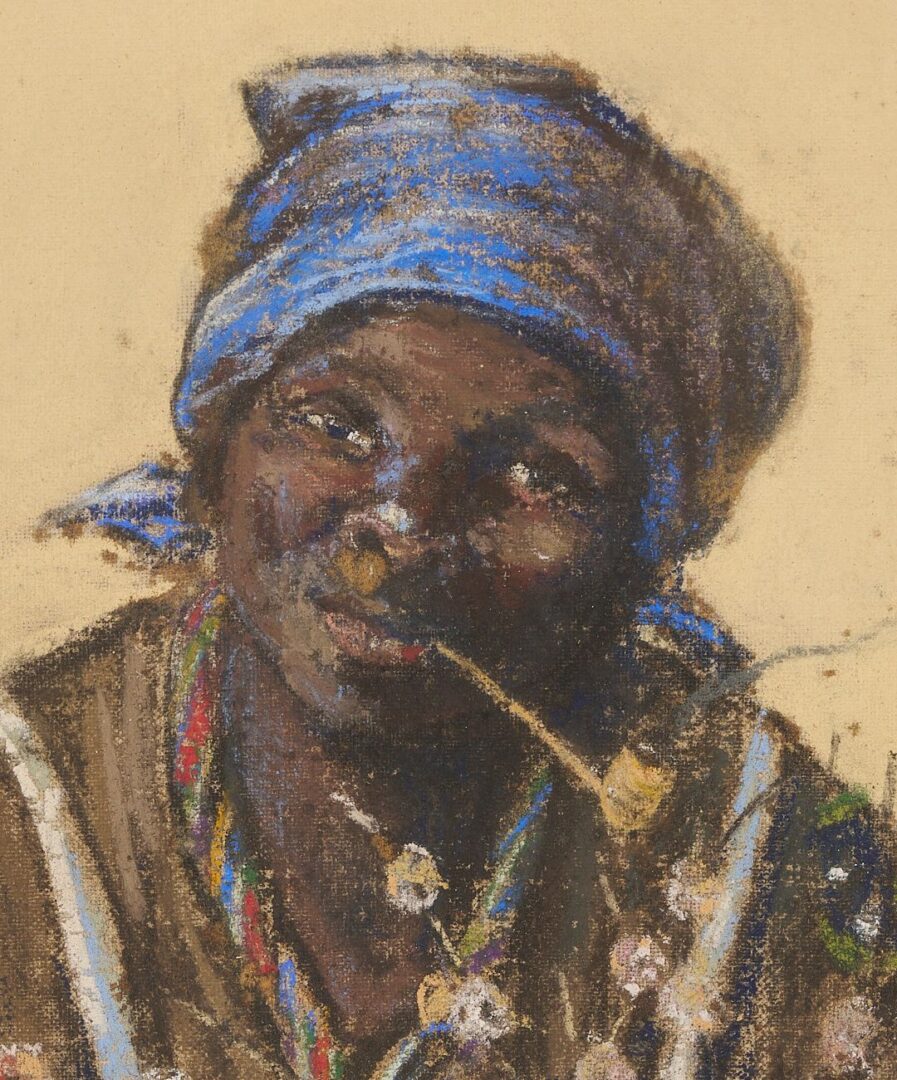 Lot 157: Elizabeth O’Neill Verner Pastel Portrait, Charleston SC Flower Seller