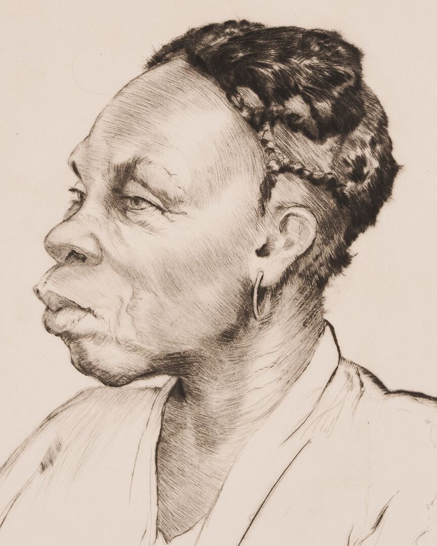 Lot 158: Rare Alfred Hutty Drypoint Etching, A Gullah