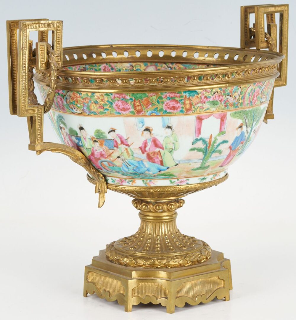 Lot 15: Early Chinese Rose Mandarin Punch Bowl w/ Gilt Bronze Mounts