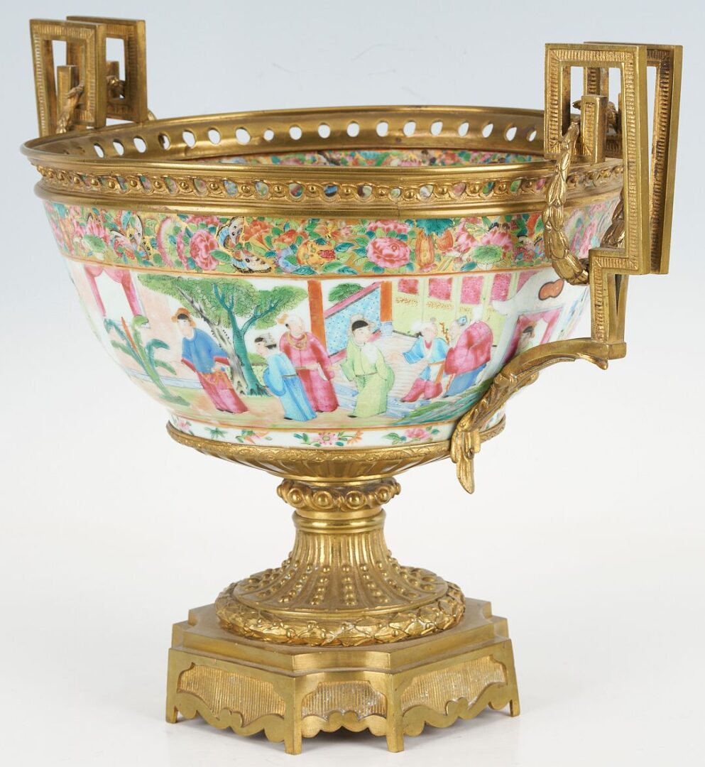 Lot 15: Early Chinese Rose Mandarin Punch Bowl w/ Gilt Bronze Mounts