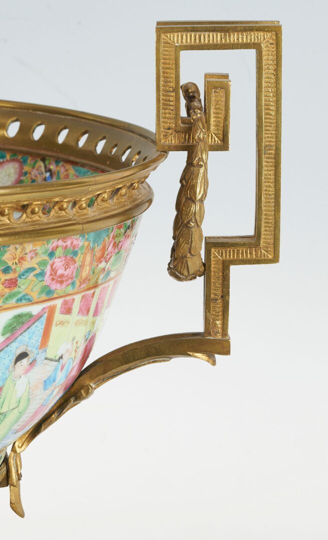 Lot 15: Early Chinese Rose Mandarin Punch Bowl w/ Gilt Bronze Mounts