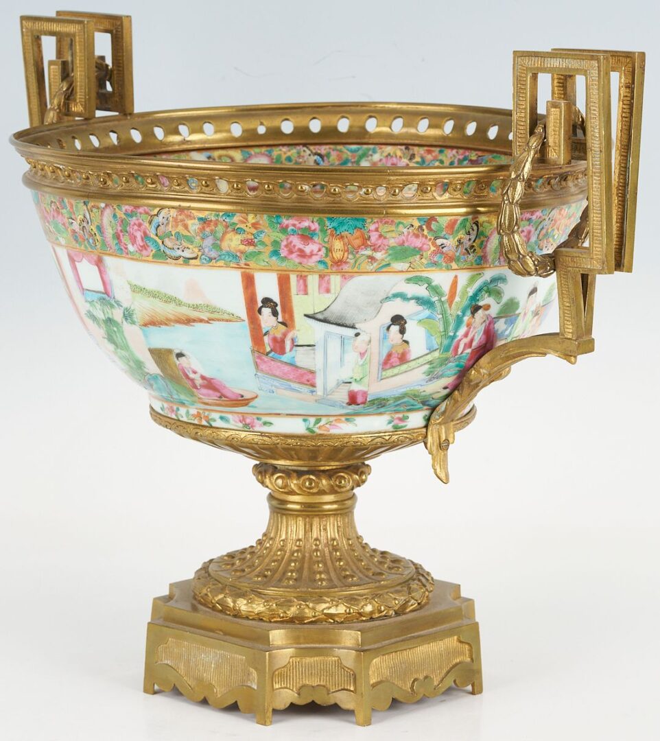 Lot 15: Early Chinese Rose Mandarin Punch Bowl w/ Gilt Bronze Mounts