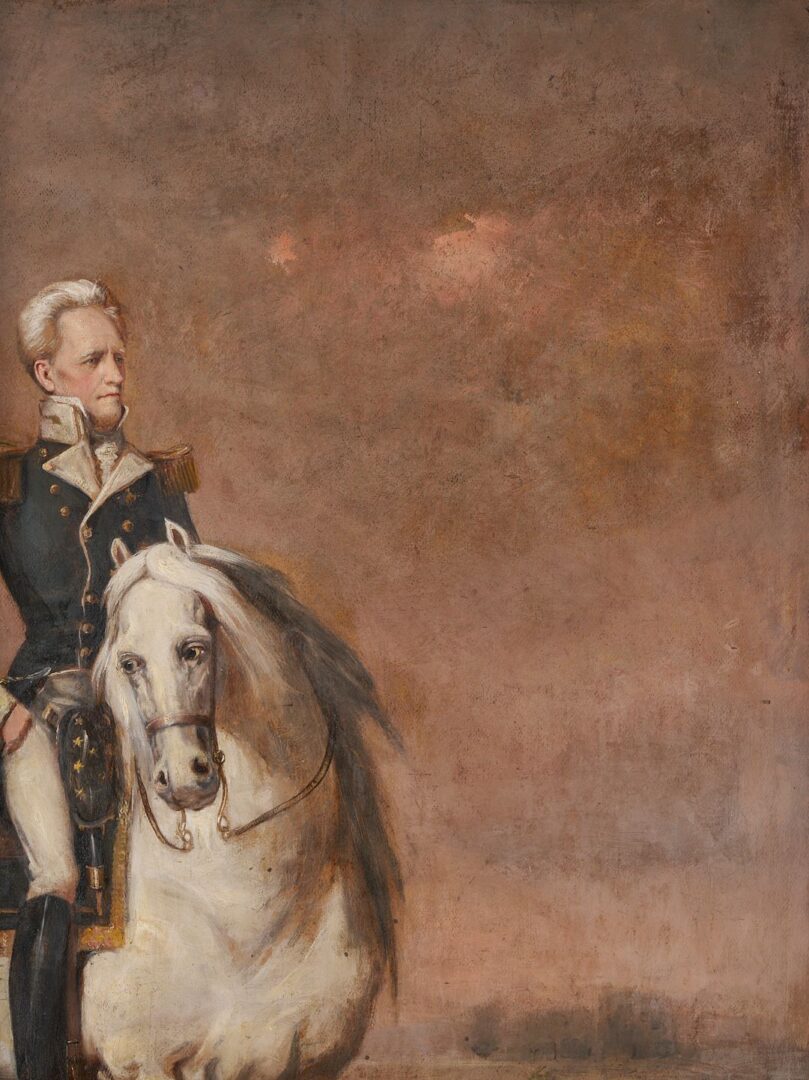 Lot 166: Large Lloyd Branson Painting, Andrew Jackson Astride Sam Patch, After Ralph Earl