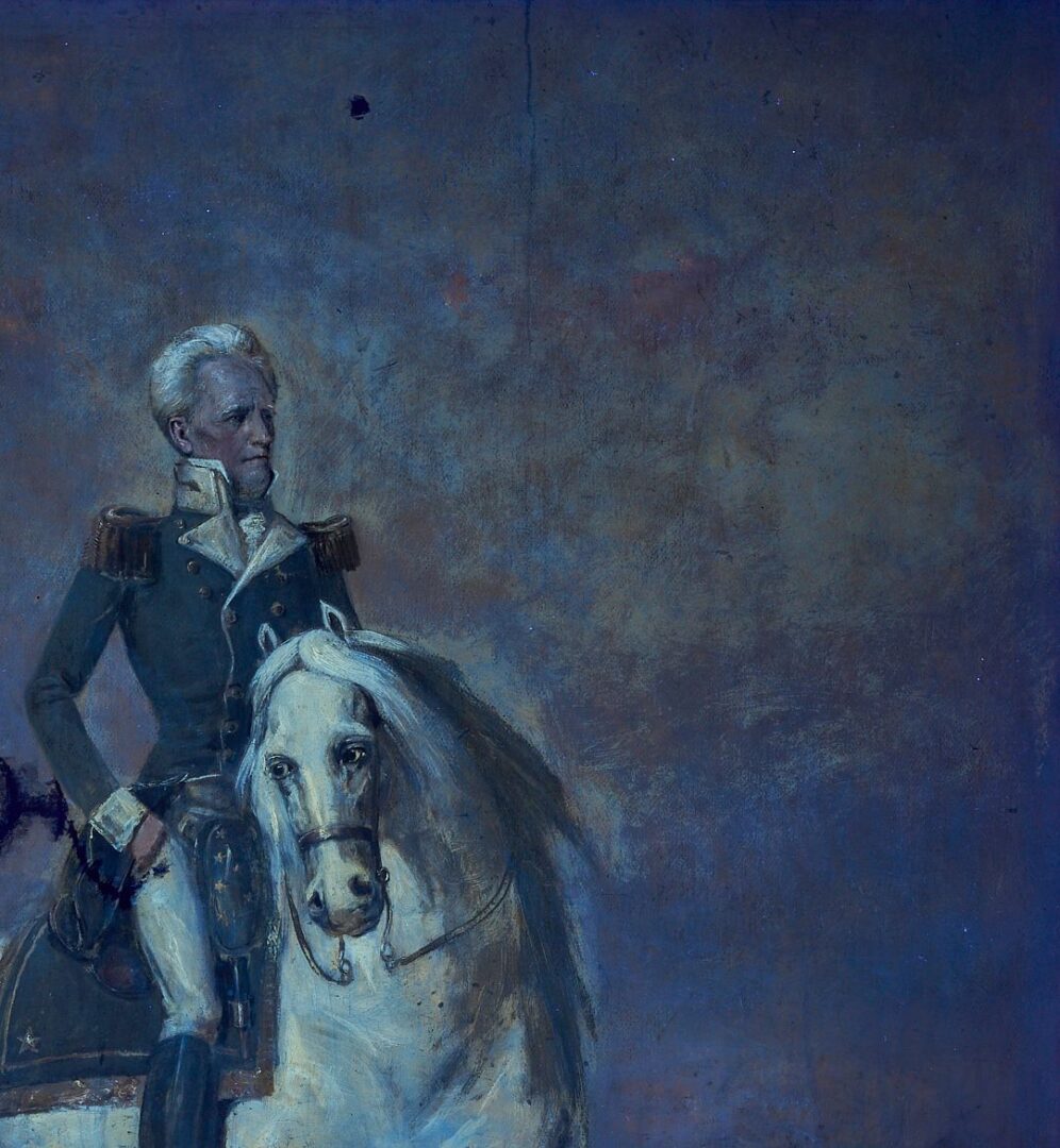 Lot 166: Large Lloyd Branson Painting, Andrew Jackson Astride Sam Patch, After Ralph Earl