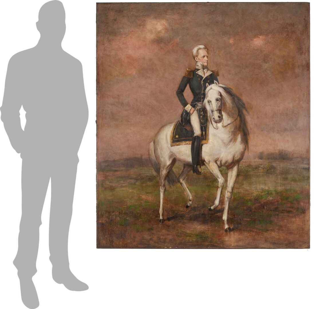Lot 166: Large Lloyd Branson Painting, Andrew Jackson Astride Sam Patch, After Ralph Earl