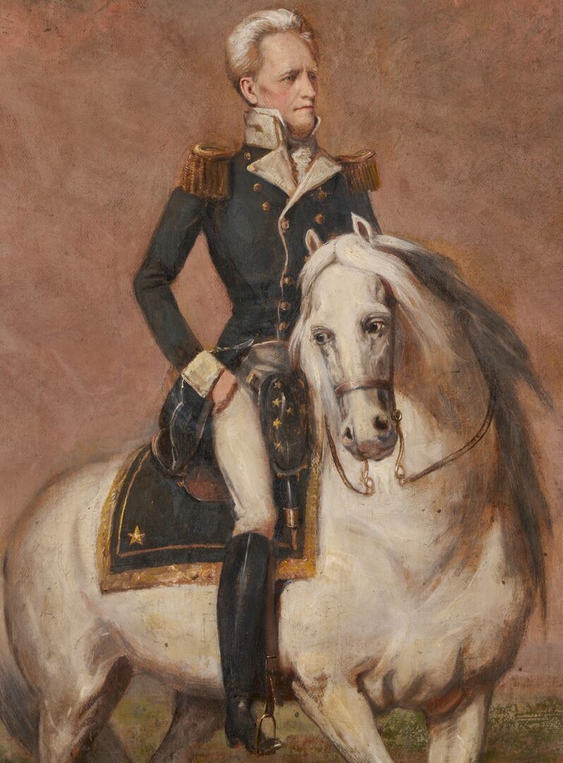 Lot 166: Large Lloyd Branson Painting, Andrew Jackson Astride Sam Patch, After Ralph Earl