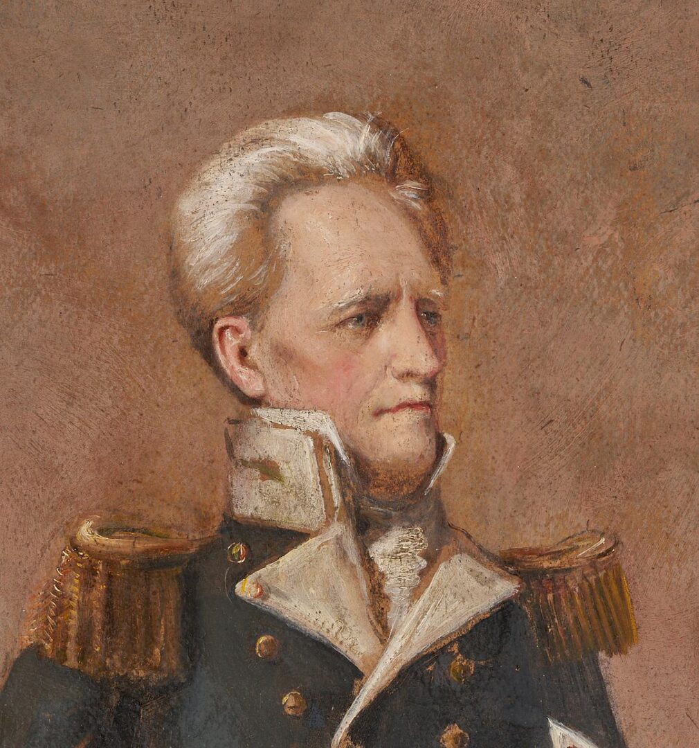 Lot 166: Large Lloyd Branson Painting, Andrew Jackson Astride Sam Patch, After Ralph Earl