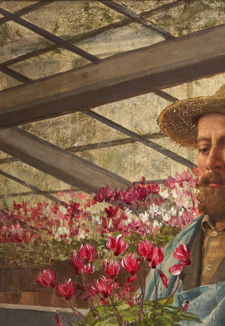 Lot 167: Carl Gutherz O/C Painting, French Gardener, Likely Godefroy-Lebeuf, Paris Exposition 1889