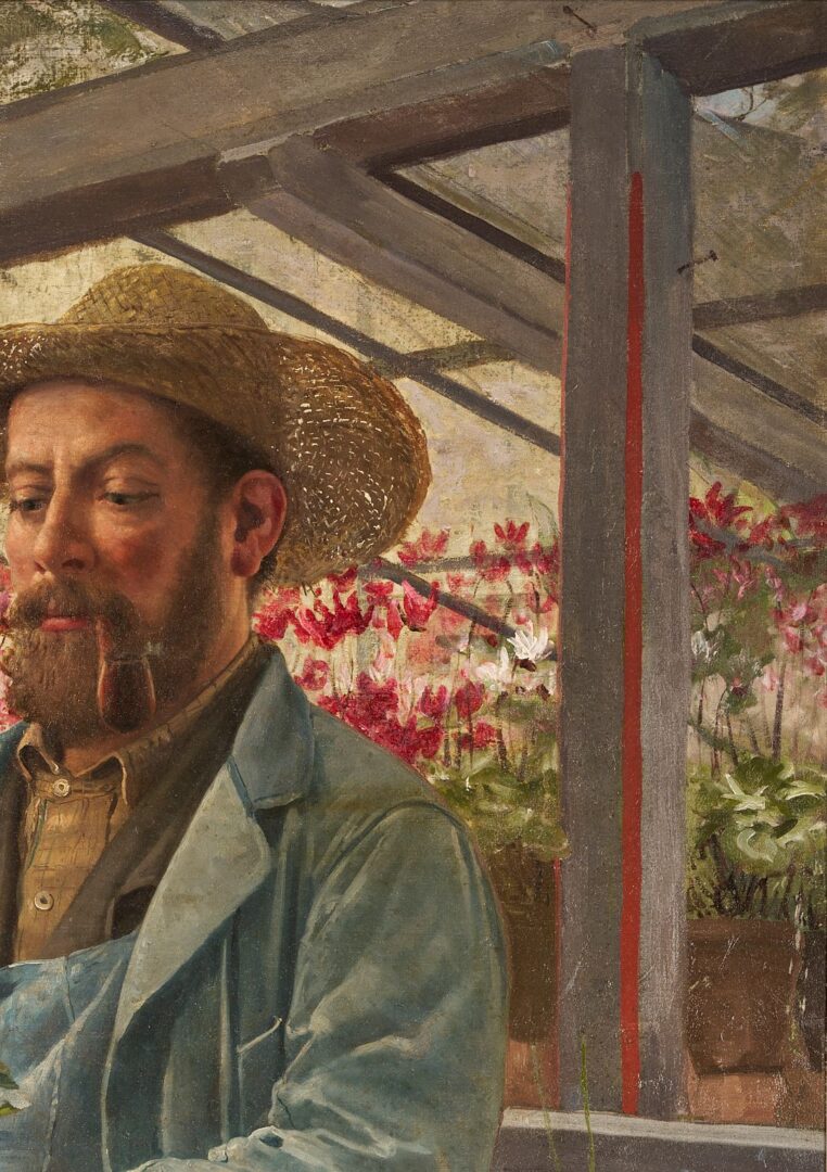 Lot 167: Carl Gutherz O/C Painting, French Gardener, Likely Godefroy-Lebeuf, Paris Exposition 1889