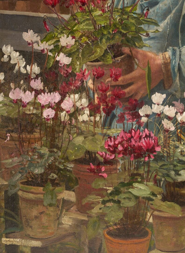 Lot 167: Carl Gutherz O/C Painting, French Gardener, Likely Godefroy-Lebeuf, Paris Exposition 1889