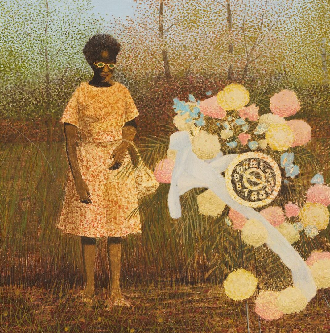 Lot 171: Carroll Cloar Acrylic on Board Painting, “Final Resting Place”