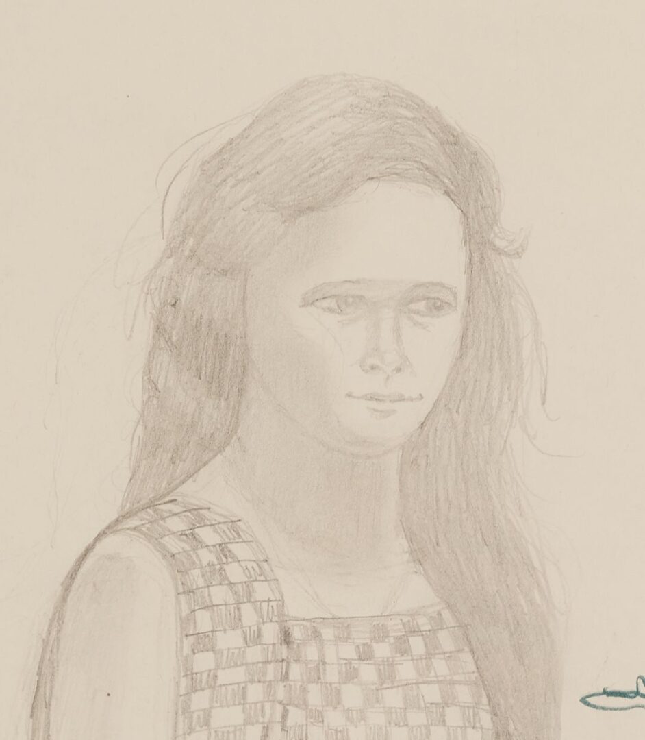 Lot 172: Large Carroll Cloar Drawing, Girl in a Field
