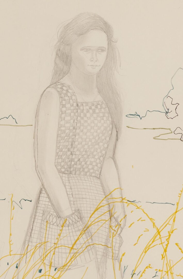 Lot 172: Large Carroll Cloar Drawing, Girl in a Field