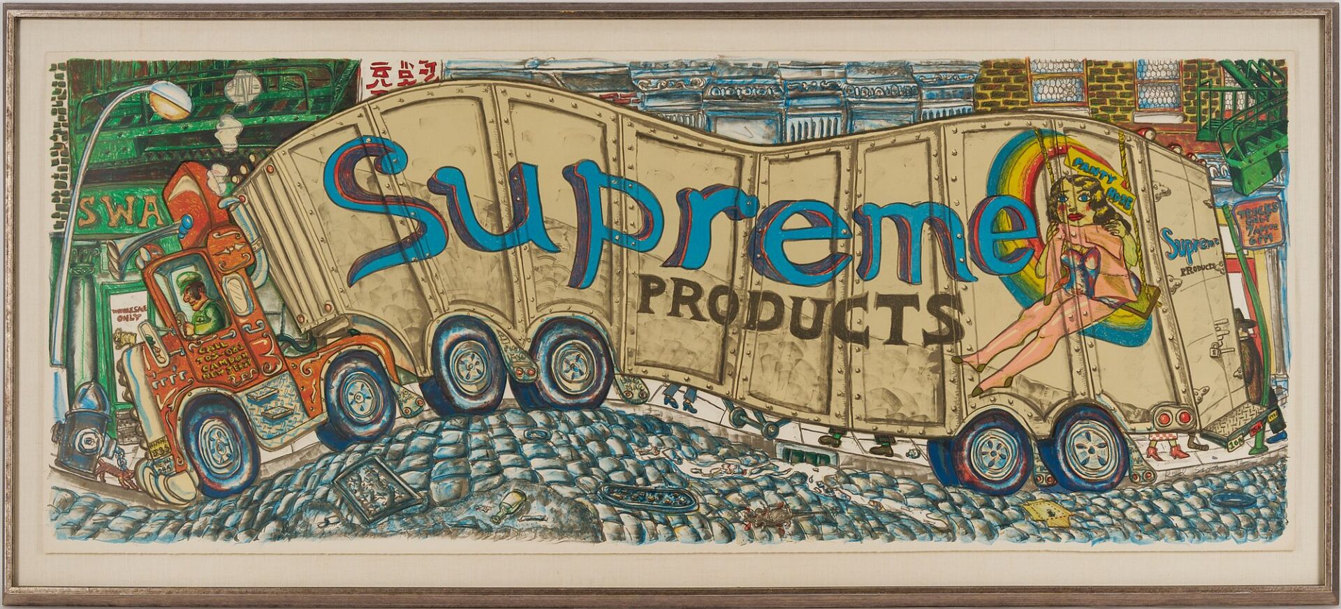 Lot 177: Large Red Grooms Color Lithograph & Screenprint, Truck II