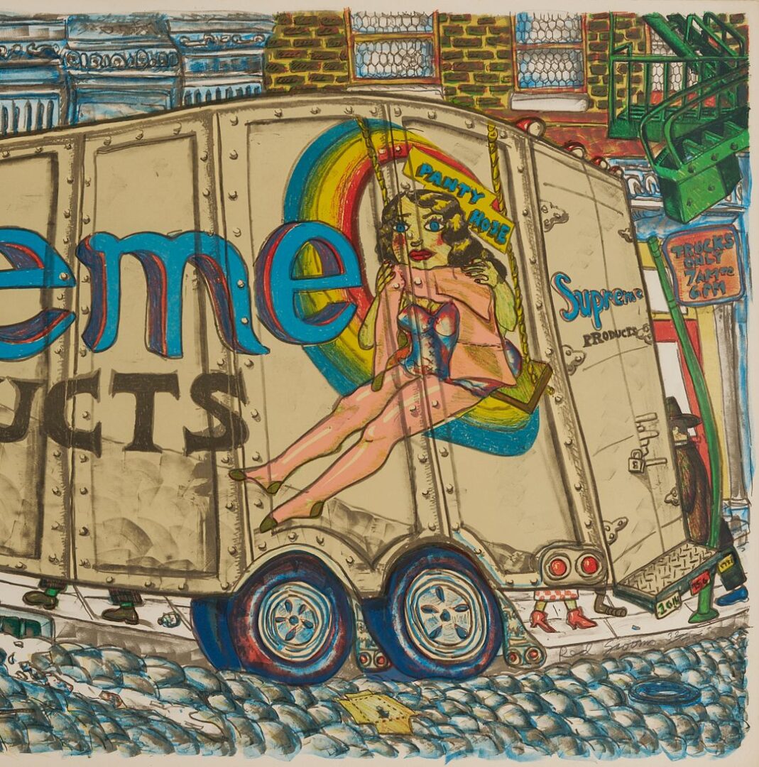Lot 177: Large Red Grooms Color Lithograph & Screenprint, Truck II
