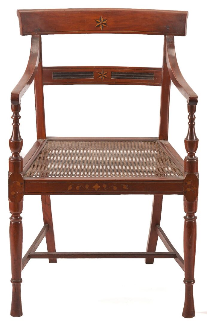 Lot 191: Pair of Federal Inlaid Armchairs, Possibly Southern